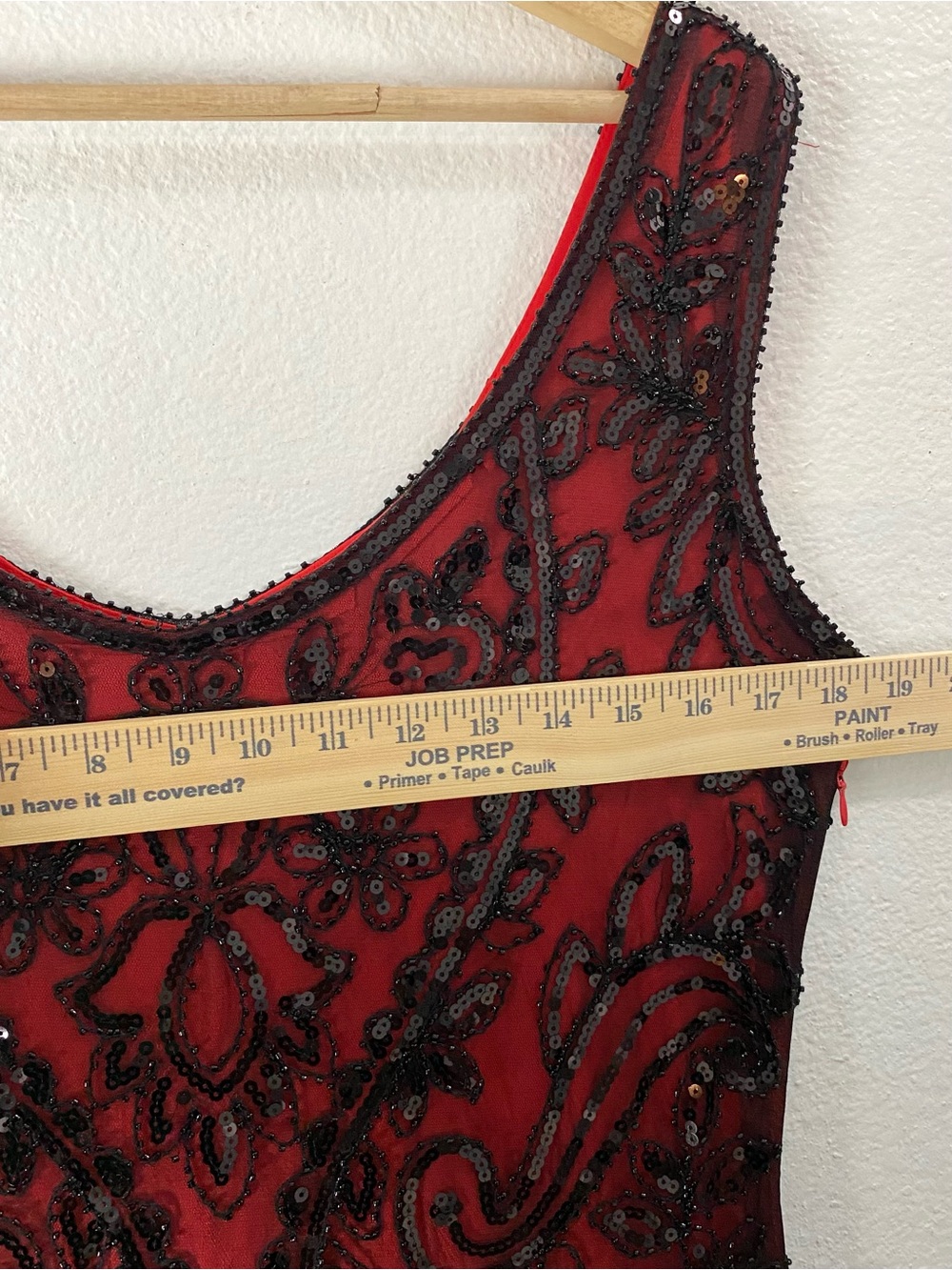 Fundaisy 1920s Red Black Sequin Fringe Flapper Dress Large Gatsby Cocktail Party - Picture 10 of 12